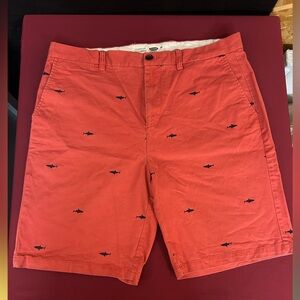 Old Navy Pink Shark Embroidered Ultimate Slim Shorts